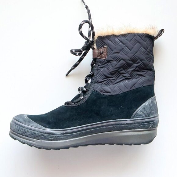 Clarks Suede Leather Nylon Rubber Fur Waterproof Lace-up Winter Rain Boots 7.5 - Picture 9 of 16